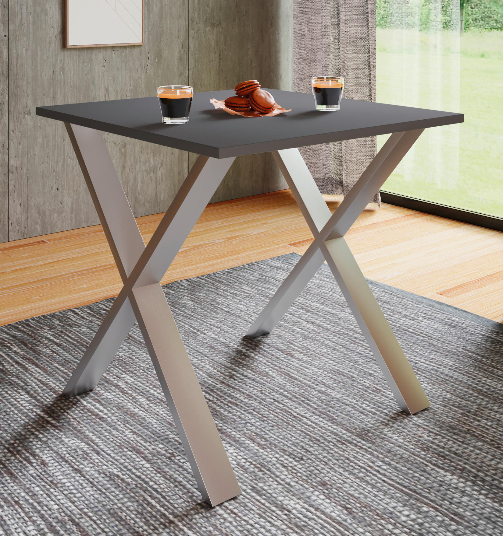 ESSTISCH in Holzwerkstoff 80/80/76 cm  - Anthrazit/Schwarz, Basics, Holzwerkstoff (80/80/76cm) - MID.YOU