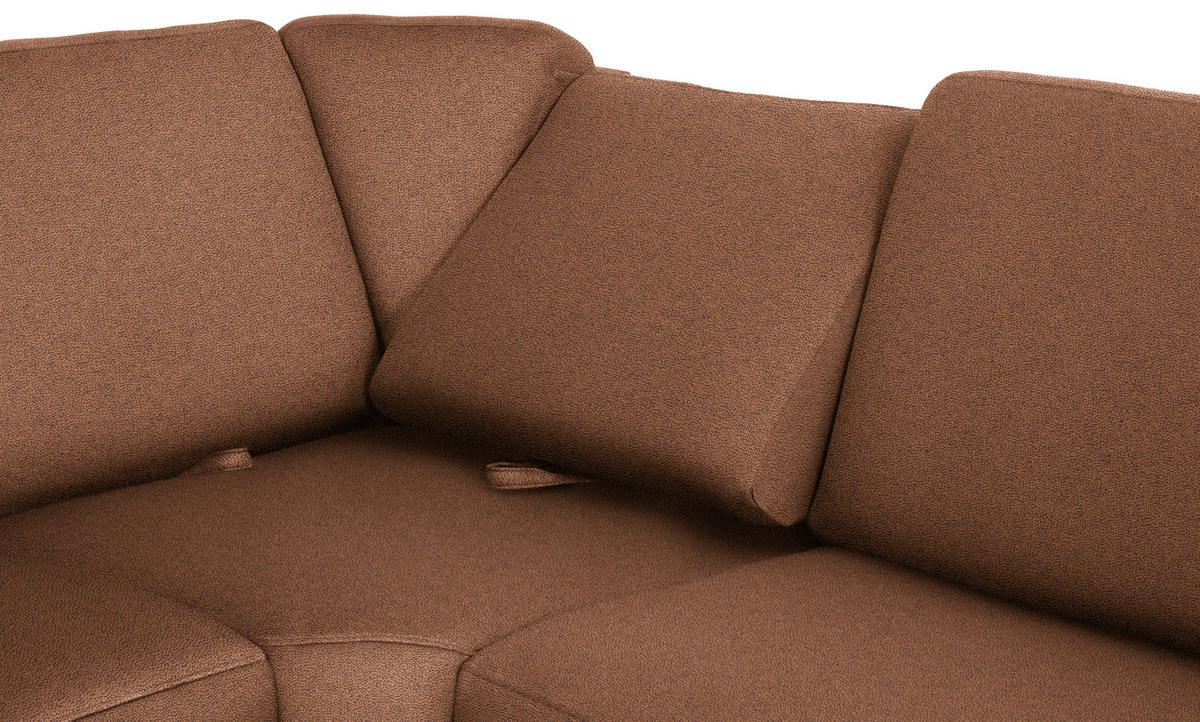 WOHNLANDSCHAFT in Flachgewebe Braun  - Chromfarben/Braun, Konventionell, Textil/Metall (163/330/240cm) - Beldomo System