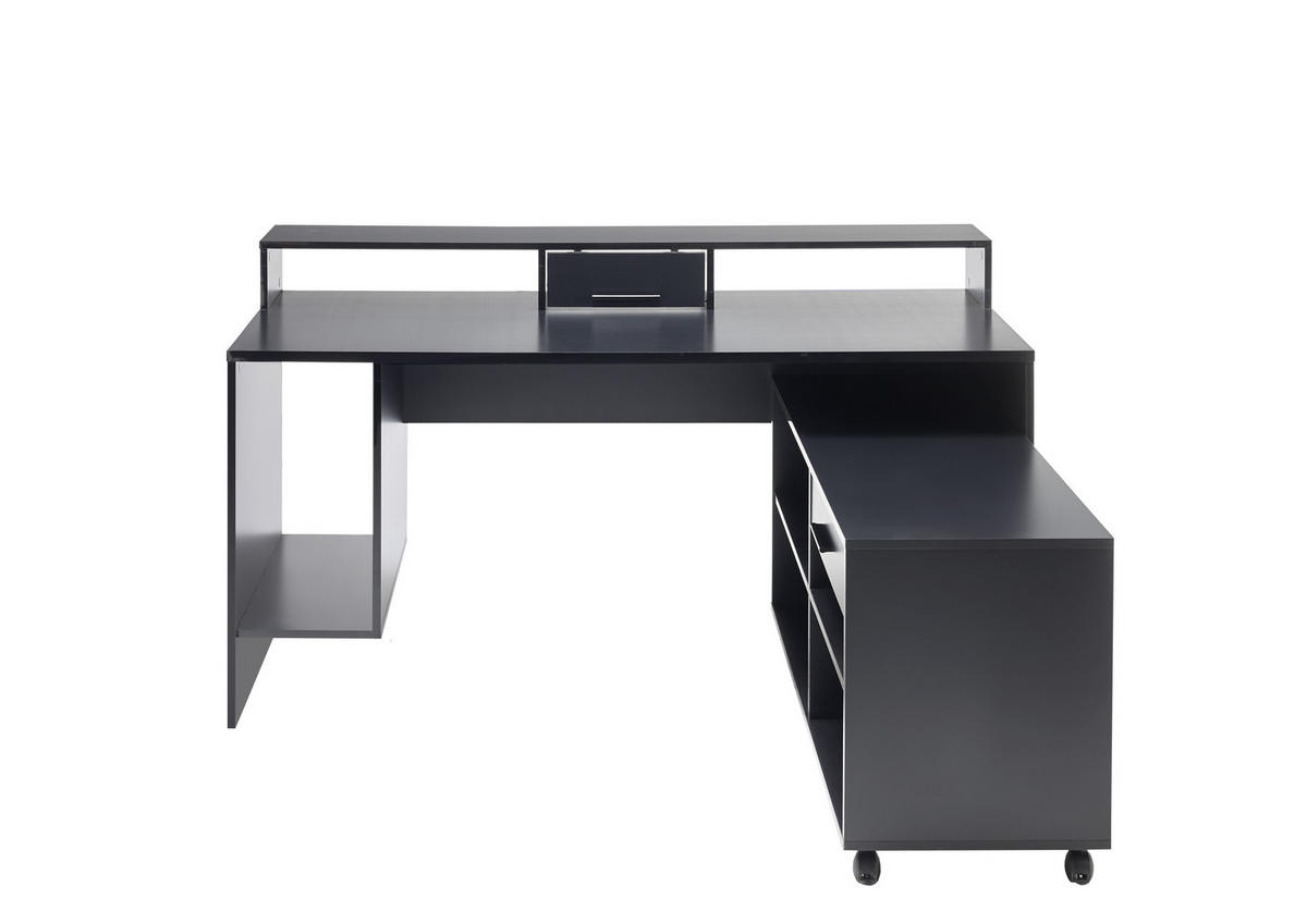 GAMINGTISCH 160/70/92 cm  in Schwarz  - Schwarz, LIFESTYLE, Holzwerkstoff/Kunststoff (160/70/92cm) - Livetastic
