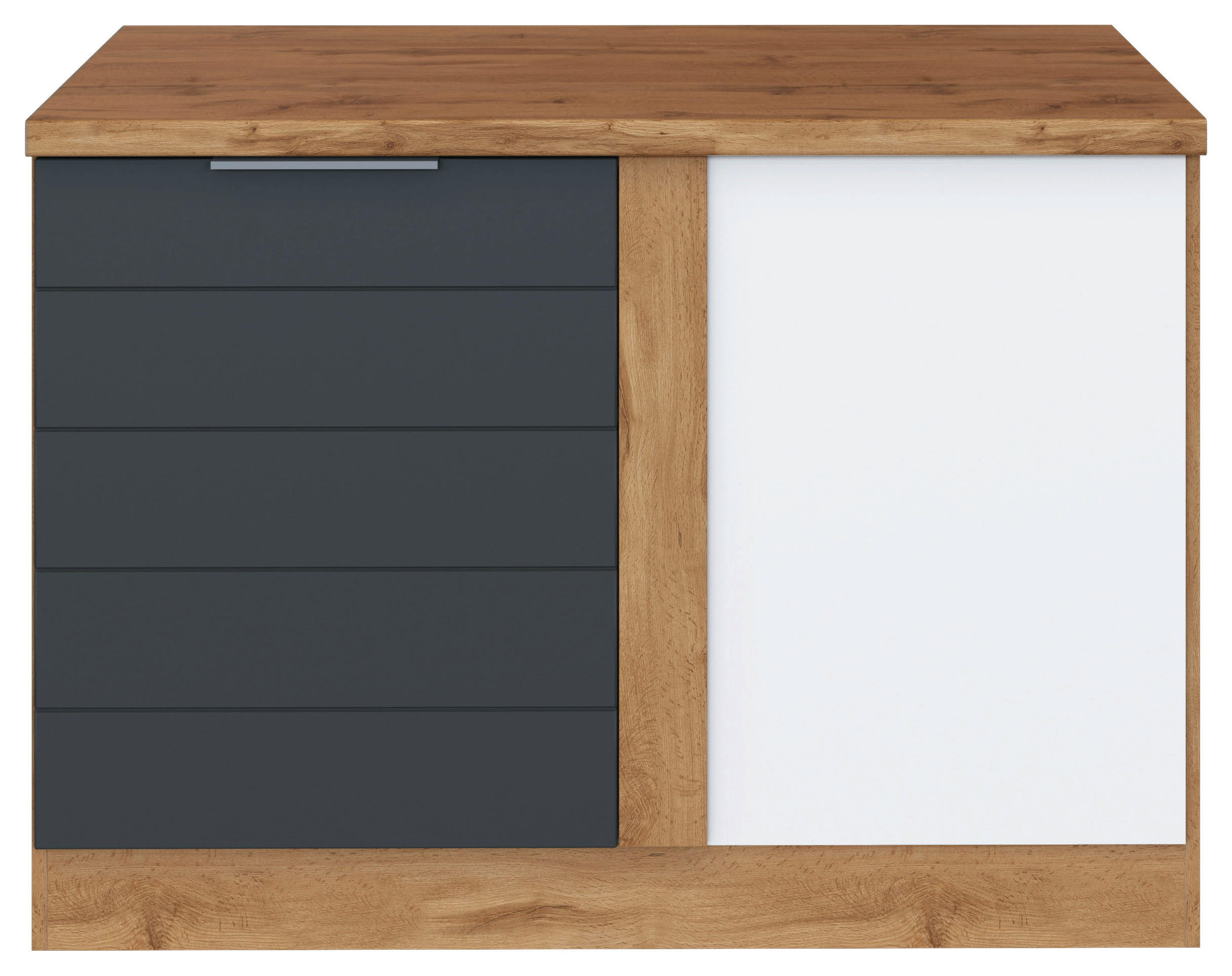 ECKUNTERSCHRANK 120/86/60 cm  in Grau, Eiche Wotan  - Eiche Wotan/Grau, Design, Holzwerkstoff/Metall (120/86/60cm) - Held