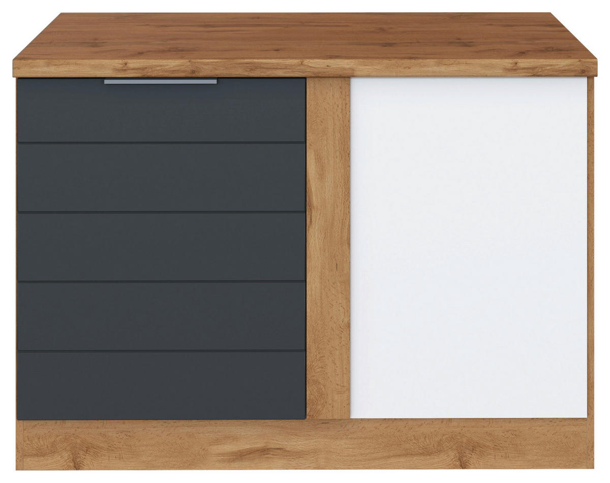 ECKUNTERSCHRANK 120/86/60 cm  - Eiche Wotan/Grau, Design, Holzwerkstoff/Metall (120/86/60cm) - Held