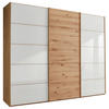 SCHWEBETÜRENSCHRANK 300/217/67 cm 3-türig Weiß, Eiche Bianco  - Eiche Bianco/Weiß, Natur, Glas/Holz (300/217/67cm) - Linea Natura