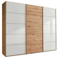 SCHWEBETÜRENSCHRANK  in Weiß, Eiche Bianco  - Eiche Bianco/Weiß, Natur, Glas/Holz (300/217/67cm) - Linea Natura