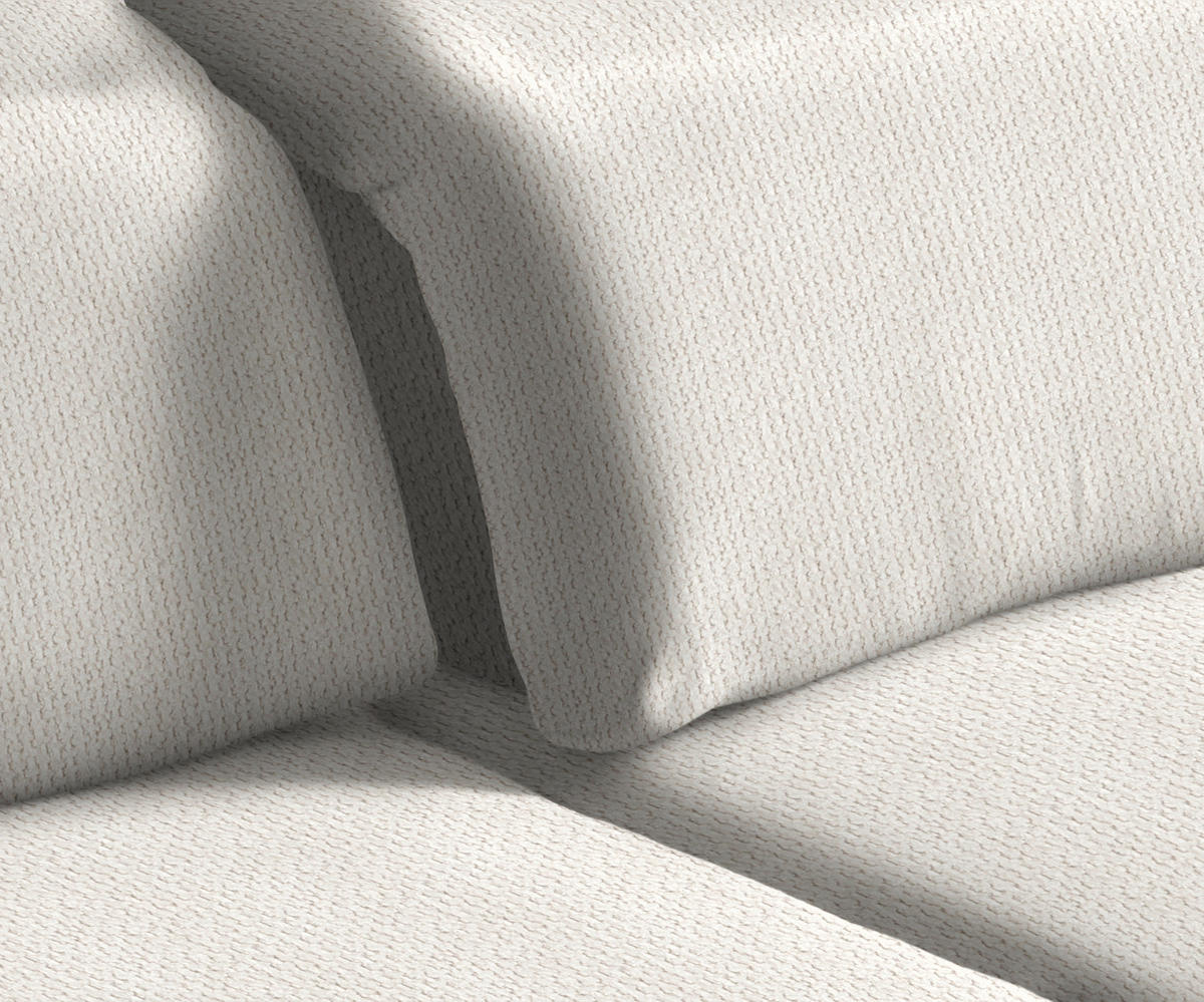 ECKSOFA in Webstoff Creme  - Creme/Schwarz, Design, Textil/Metall (289/180cm) - Stylife