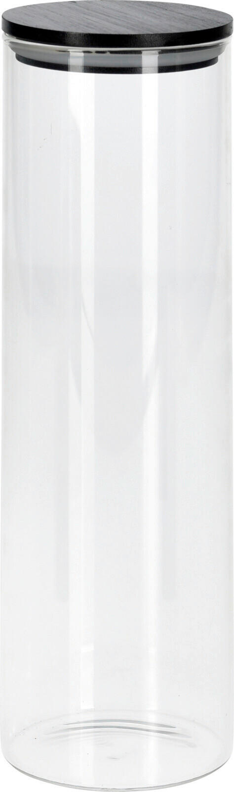 POSODA ZA SHRANJEVANJE     8,5/8,5/27 cm         - črna, Basics, steklo/les (8,5/8,5/27cm)