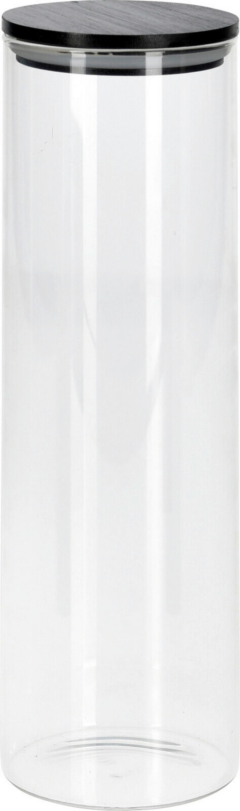 POSODA ZA SHRANJEVANJE     8,5/8,5/27 cm         - črna, Basics, steklo/les (8,5/8,5/27cm)