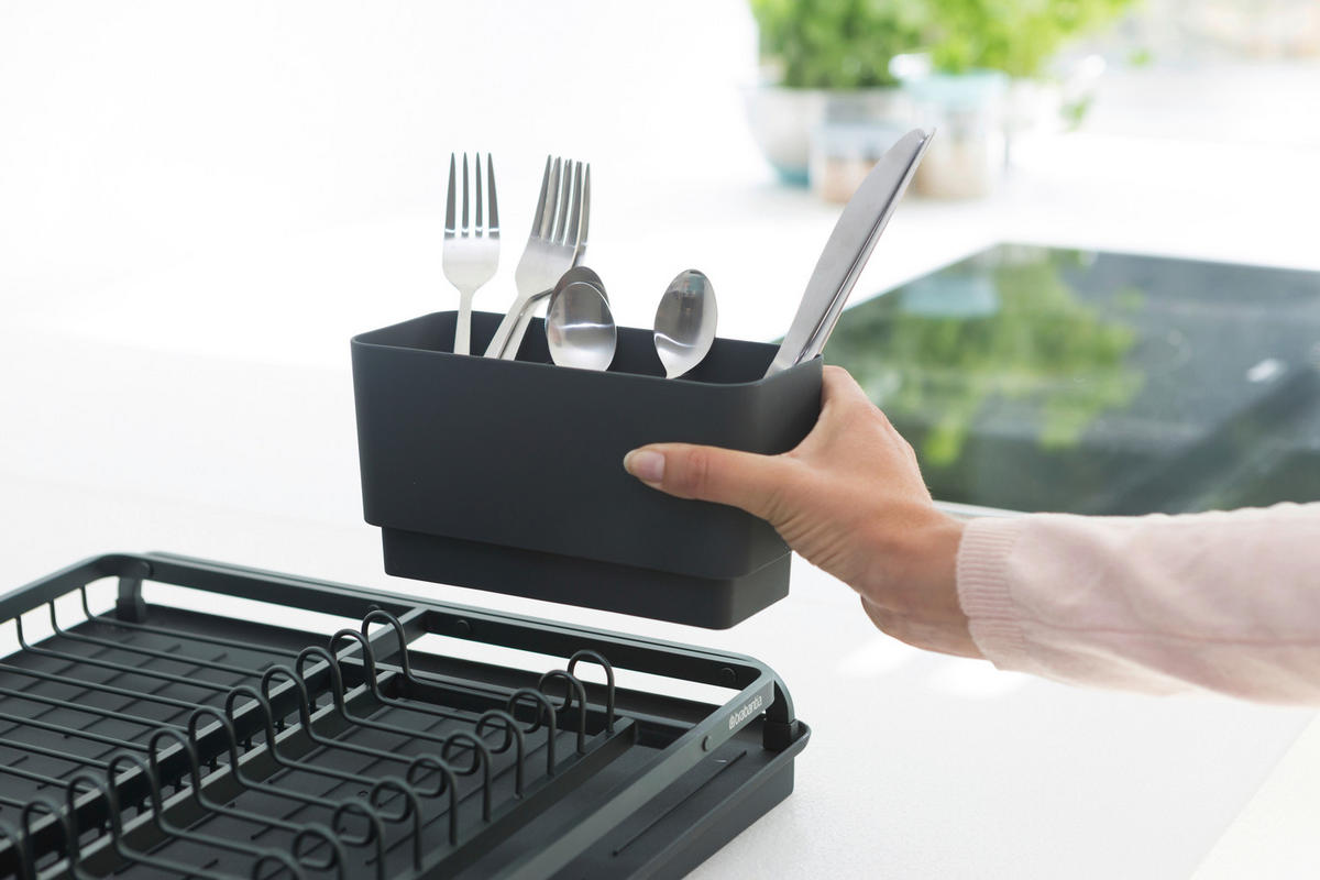 EDÉNYSZÁRÍTÓ TÁLCA - sötétszürke, Basics, műanyag/fém (1.981kg) - Brabantia