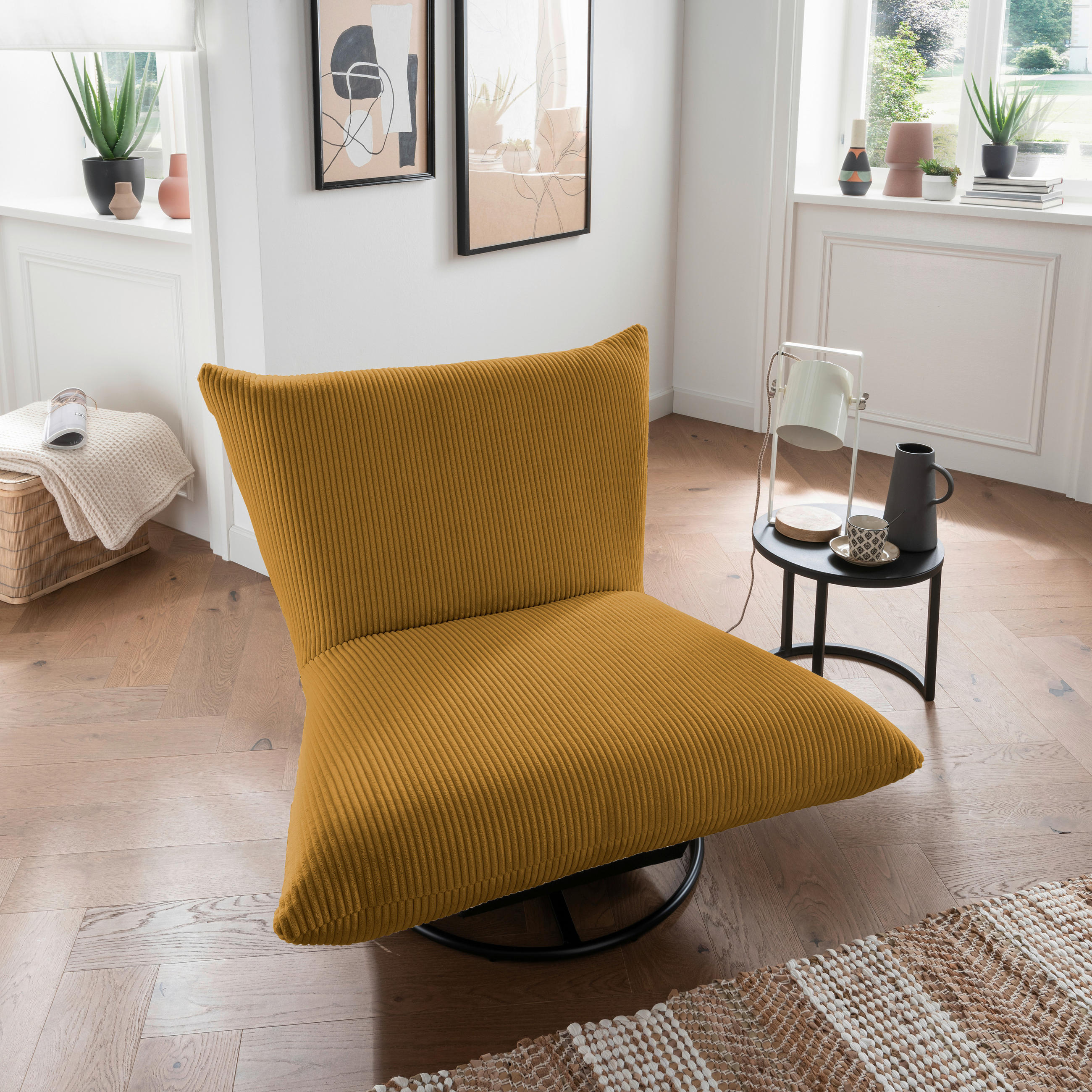 RELAXSESSEL in Textil Goldfarben  - Goldfarben/Schwarz, Design, Textil/Metall (100/78/96cm) - Livetastic