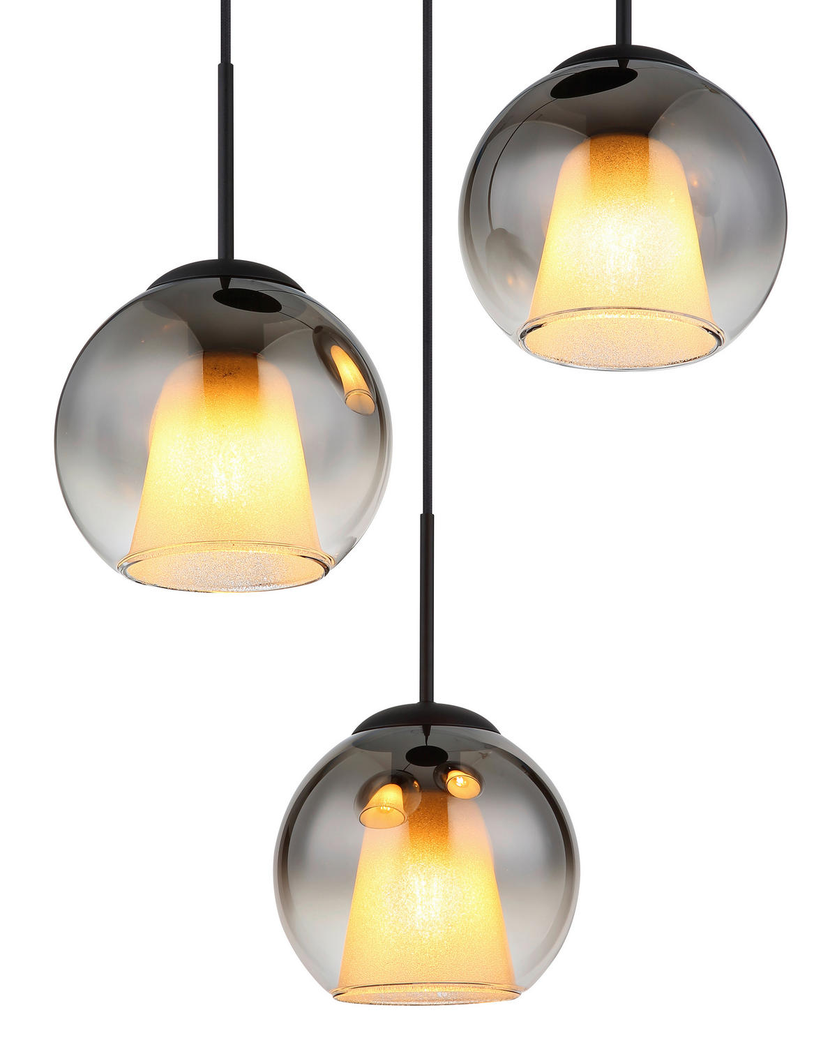 HÄNGELEUCHTE 45/120 cm    - Klar/Schwarz, Basics, Glas/Textil (45/120cm) - Globo