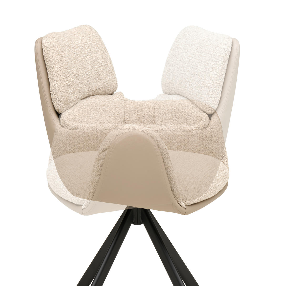 ARMLEHNSTUHL  Sitzfläche 360° drehbar Webstoff  - Schwarz/Grau, MODERN, Textil/Metall (61/91/65cm) - MID.YOU