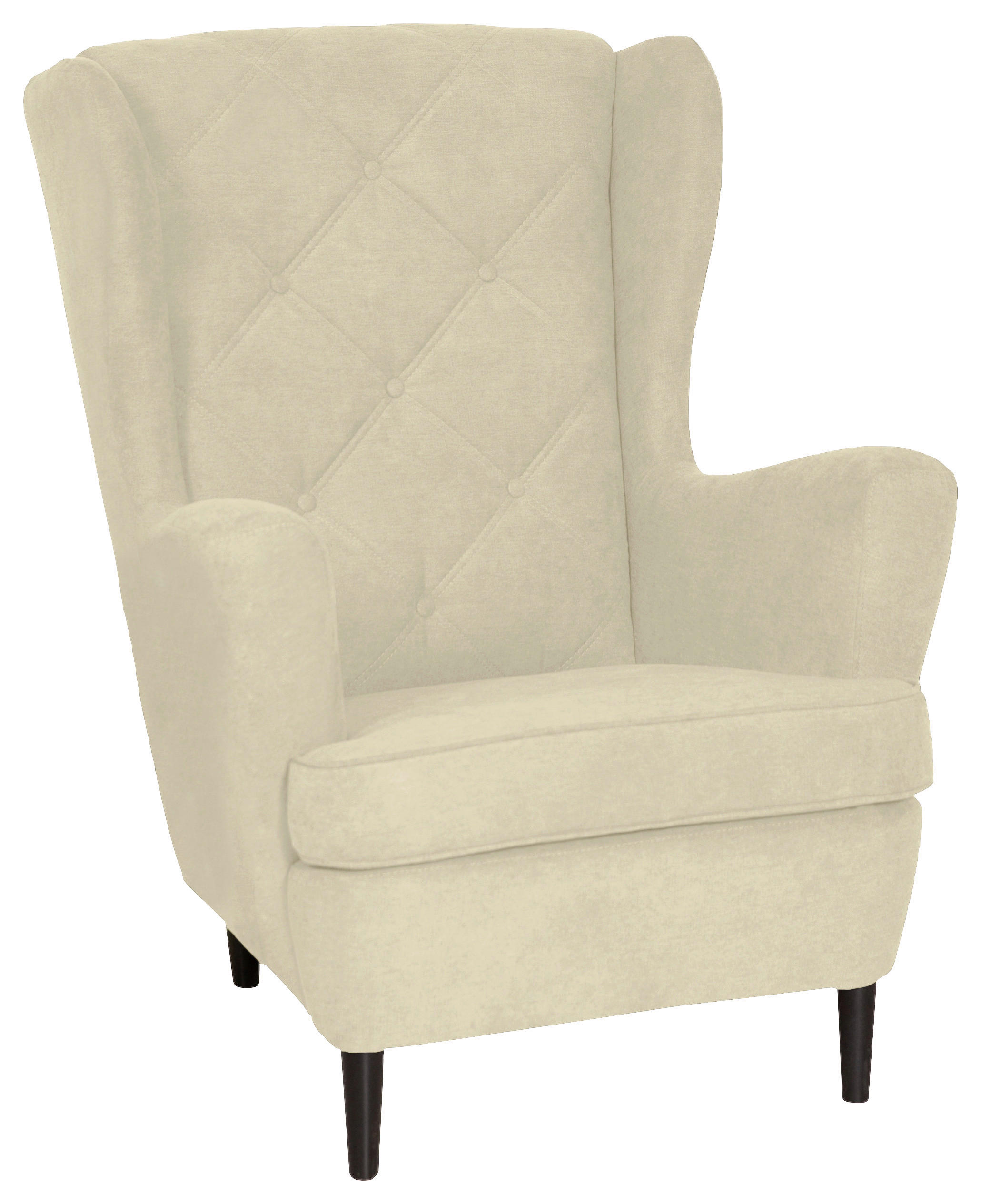FÜLES FOTEL - bézs/sötétszürke, Basics, textil/fa (78/102/98cm) - Carryhome