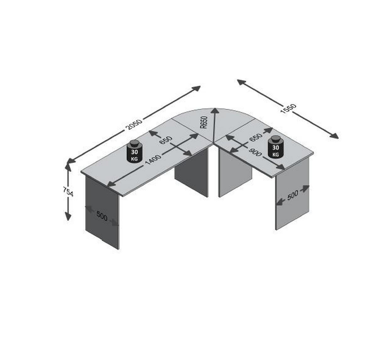 PISAĆI STOL KUTNI  bijela  drvni materijal  - bijela, Konvencionalno, drvni materijal (205/65-155/75cm) - MID.YOU