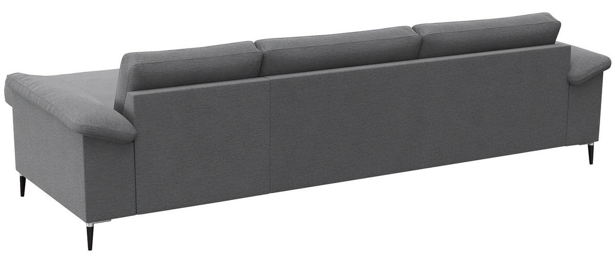 ECKSOFA Grau Flachgewebe  - Schwarz/Alufarben, Design, Textil/Metall (274/159cm) - Livetastic