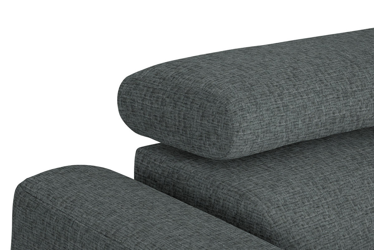 ECKSOFA in Chenille Grau  280/205 cm  - Schwarz/Grau, Design, Textil/Metall (280/205cm) - Xora