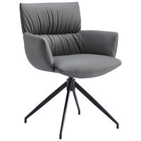 KAROSSZÉK antracit  - fekete/antracit, Design, bőr/fém (64/86/63cm) - Dieter Knoll