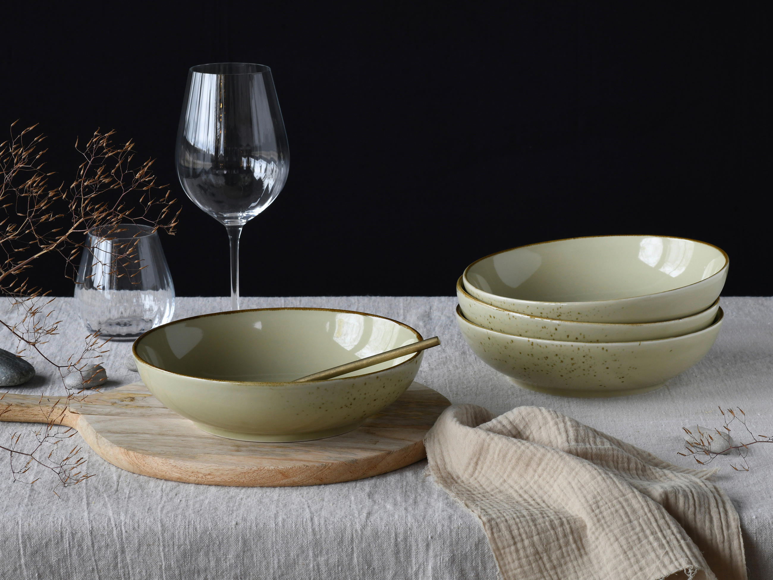 SKÅLSET 4 delar Nature Collection   - salviagrön, Design, keramik - Creatable