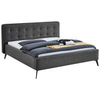 POLSTERBETT 180/200 cm,  in Anthrazit,  - Anthrazit/Schwarz, Design, Textil/Metall (180/200cm) - Lomoco