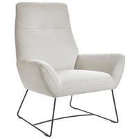 SESSEL in Cord Weiss  - Weiss/Schwarz, Design, Textil/Metall (82/102/81cm) - Hom`in
