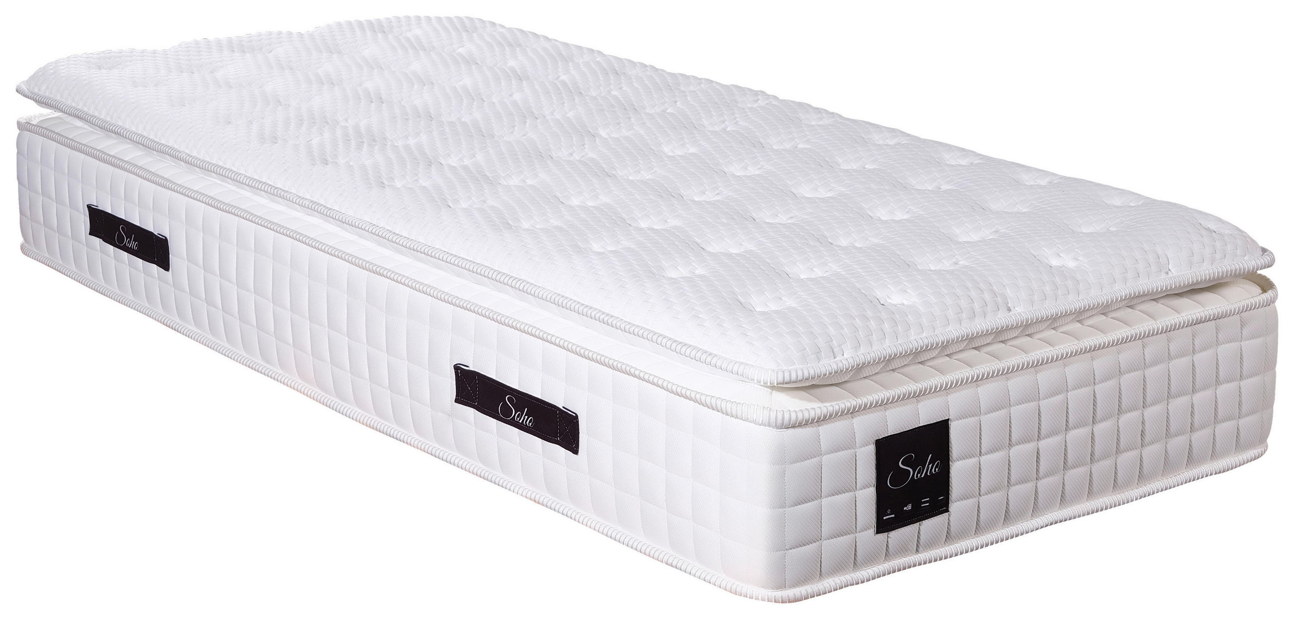 TASCHENFEDERKERNMATRATZE SOHO PILLOW TOP 100/200 cm Höhe ca. 32 cm 7 -Zonen - Weiß, Basics, Textil (100/200cm) - Livetastic