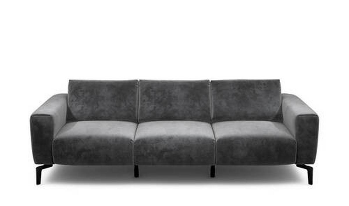 3-SITZER-SOFA in Samt Anthrazit  - Anthrazit/Schwarz, Design, Textil/Metall (250/86/86-94cm) - SENSOO