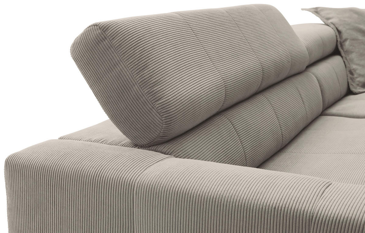 ECKSOFA in Feincord Sandfarben  - Sandfarben/Schwarz, Konventionell, Textil/Metall (311/219cm) - Hom`in