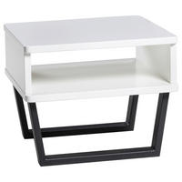 NACHTSCHRANK 48/36/38 cm, Weiß, massiv  - Schwarz/Weiß, Design, Holz/Metall (48/36/38cm) - Hasena