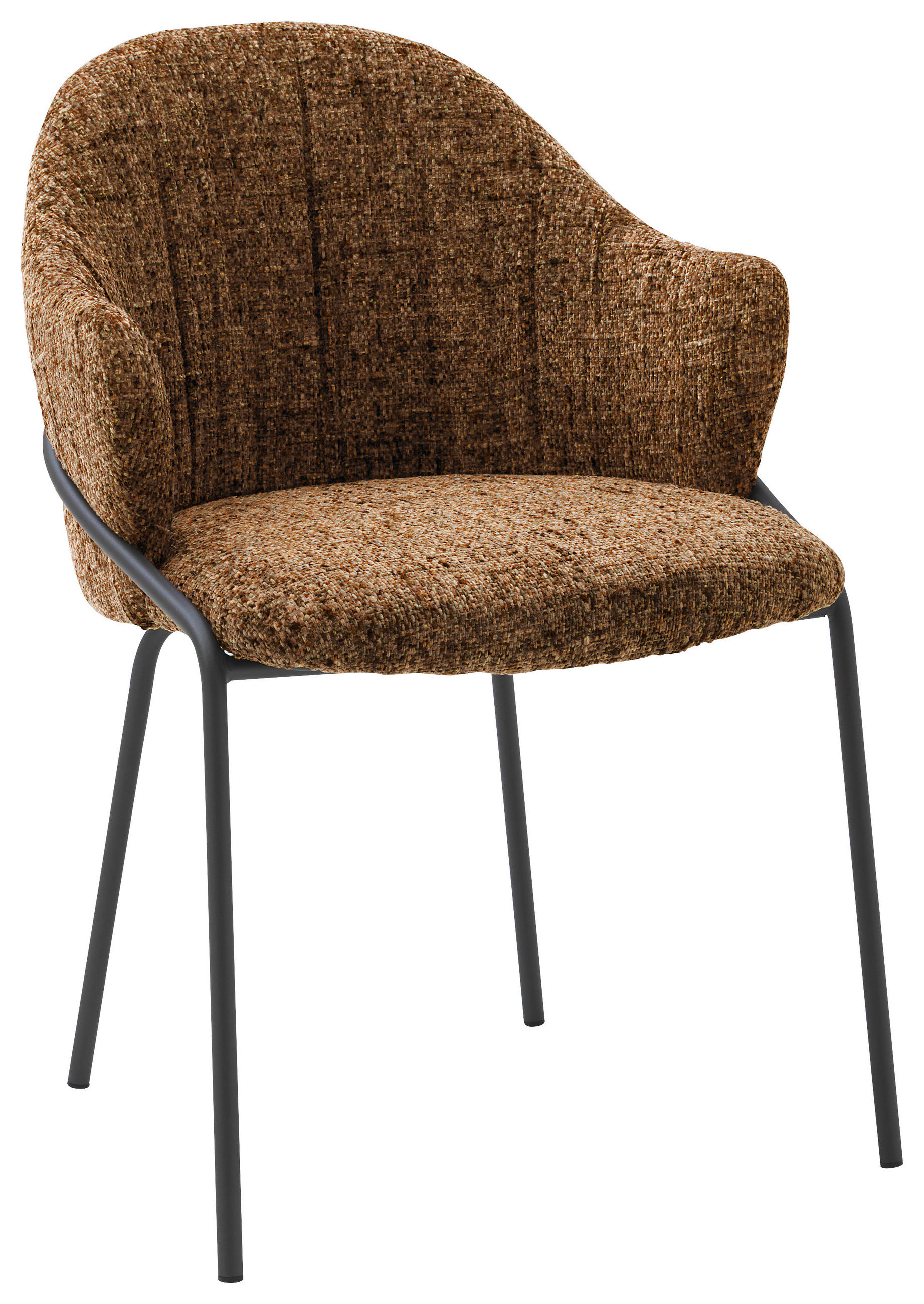 ARMLEHNSTUHL  in beflockt  - Rostfarben/Anthrazit, Design, Textil/Metall (55/84/55cm) - Emilio Belluti