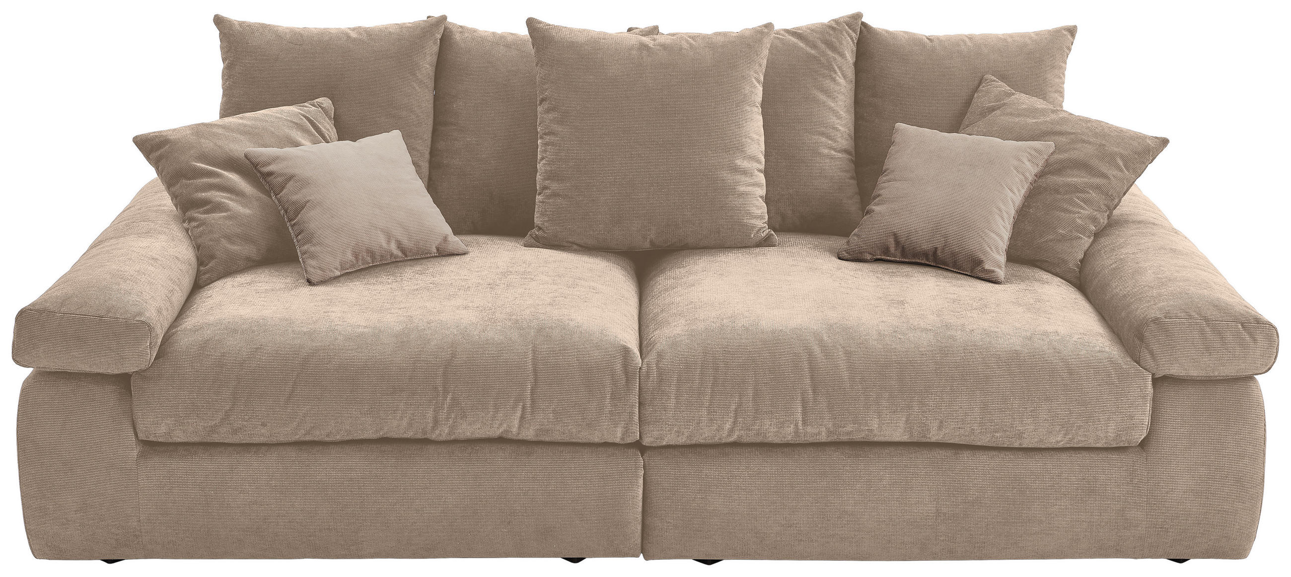 BIGSOFA Feincord Taupe  - Taupe/Schwarz, Design, Kunststoff/Textil (260/90/140cm) - Carryhome