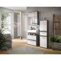 BADEZIMMER 3-teilig 110 cm  - Weiss Hochglanz/Silberfarben, Modern, Glas/Holzwerkstoff (110cm) - MID.YOU