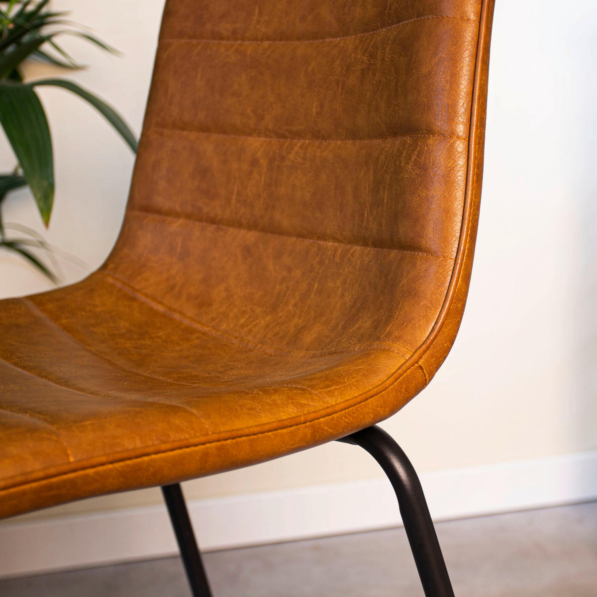 BARHOCKER-SET Lederlook Cognac Stahl  - Cognac/Schwarz, KONVENTIONELL, Kunststoff/Textil (49/98/54,5cm) - MID.YOU