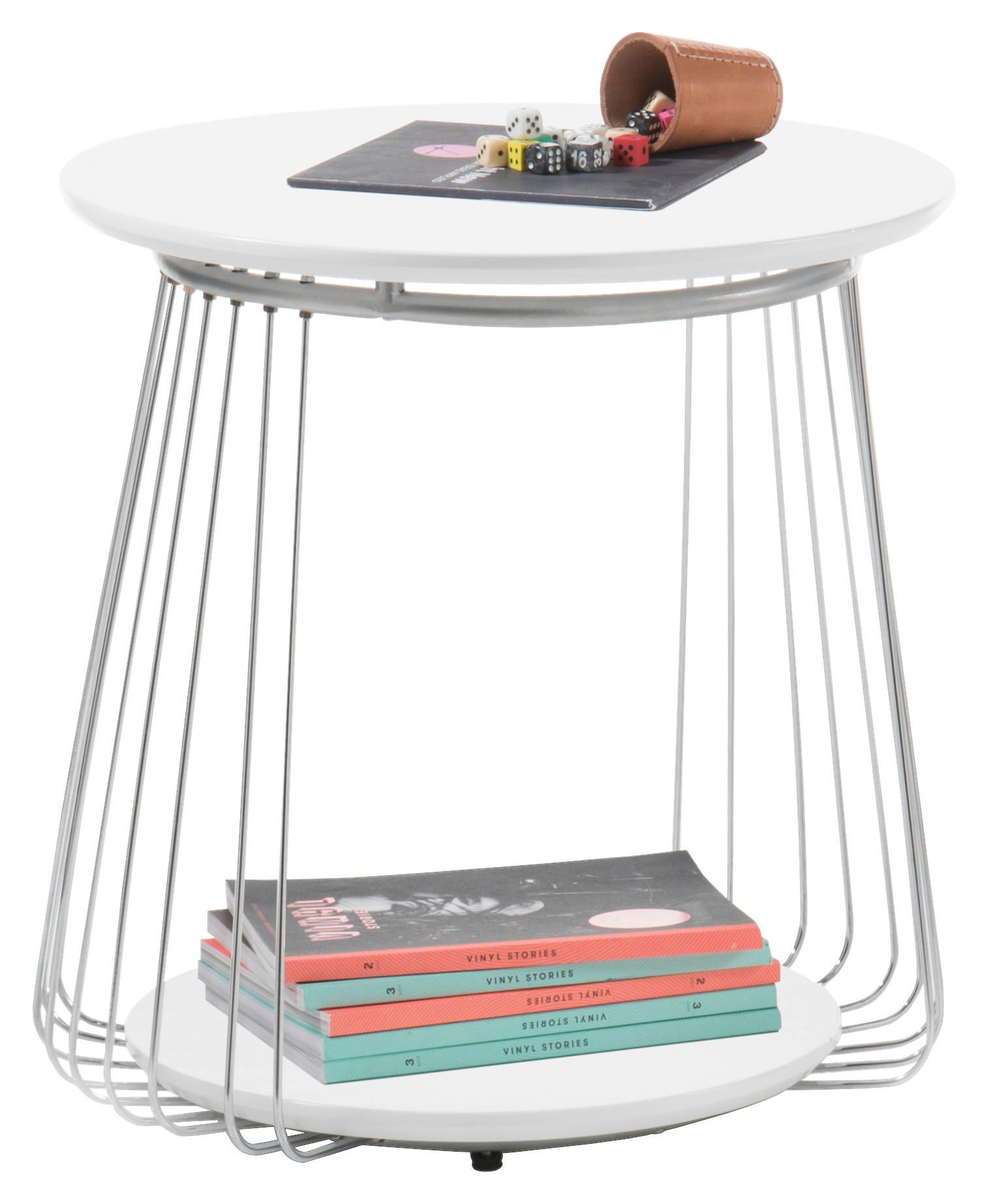 COUCHTISCH 50/50/51 cm rund Weiß  - Chromfarben/Weiß, Holzwerkstoff/Metall (50/50/51cm) - Xora