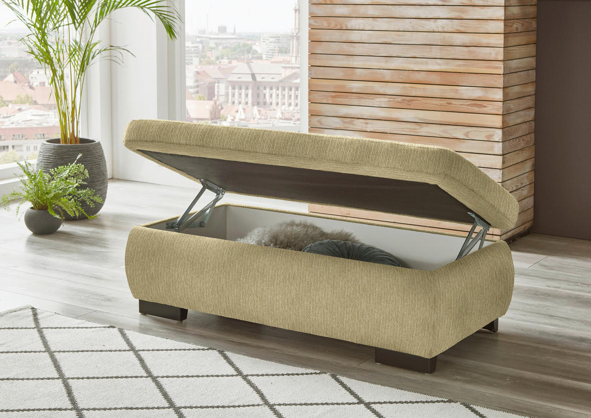 ECKSOFA in Flachgewebe Honig  - Schwarz/Honig, Design, Textil/Metall (297/174cm) - Beldomo Style