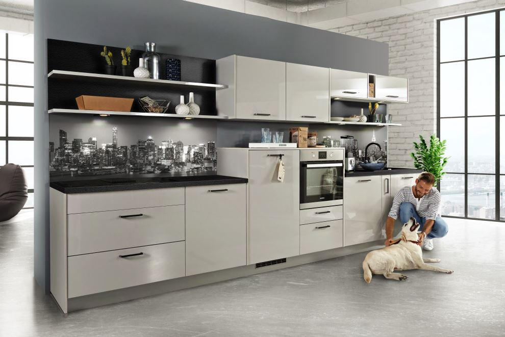 BEÉPÍTHETŐ KONYHA - világosszürke, Design, faalapú anyag - Welnova