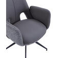 ARMLEHNSTUHL  Sitzfläche 360° drehbar, automatische Rückholfunktion Leinenoptik Echtleder  - Anthrazit/Schwarz, Design, Leder/Textil (60/85/62cm) - Dieter Knoll