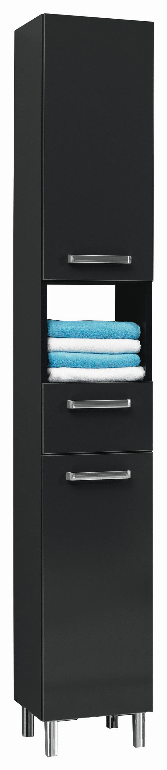 HOCHSCHRANK 30/196/33 cm  - Anthrazit/Silberfarben, KONVENTIONELL, Holzwerkstoff/Metall (30/196/33cm) - Carryhome