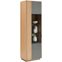 VITRÍNA, sukový dub, šedá, barvy dubu, 60,1/200/42 cm - šedá/černá, Moderní, kov/dřevo (60,1/200/42cm) - Linea Natura