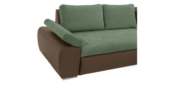 ECKSOFA in Flachgewebe Braun, Olivgrün  - Braun/Olivgrün, Design, Kunststoff/Textil (271/175cm) - Xora