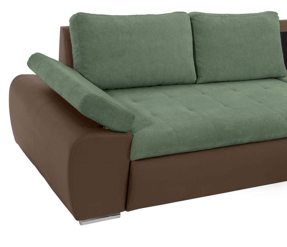 SEDEŽNA GARNITURA, gladka tkanina olivno zelena , rjava  - barve niklja/olivno zelena, Design, umetna masa/tekstil (271/175cm) - Xora