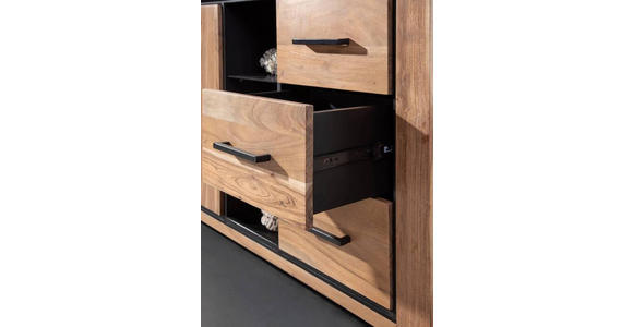 SIDEBOARD in 170/80/44 cm - Schwarz/Akaziefarben, LIFESTYLE, Glas/Holz (170/80/44cm) - Landscape