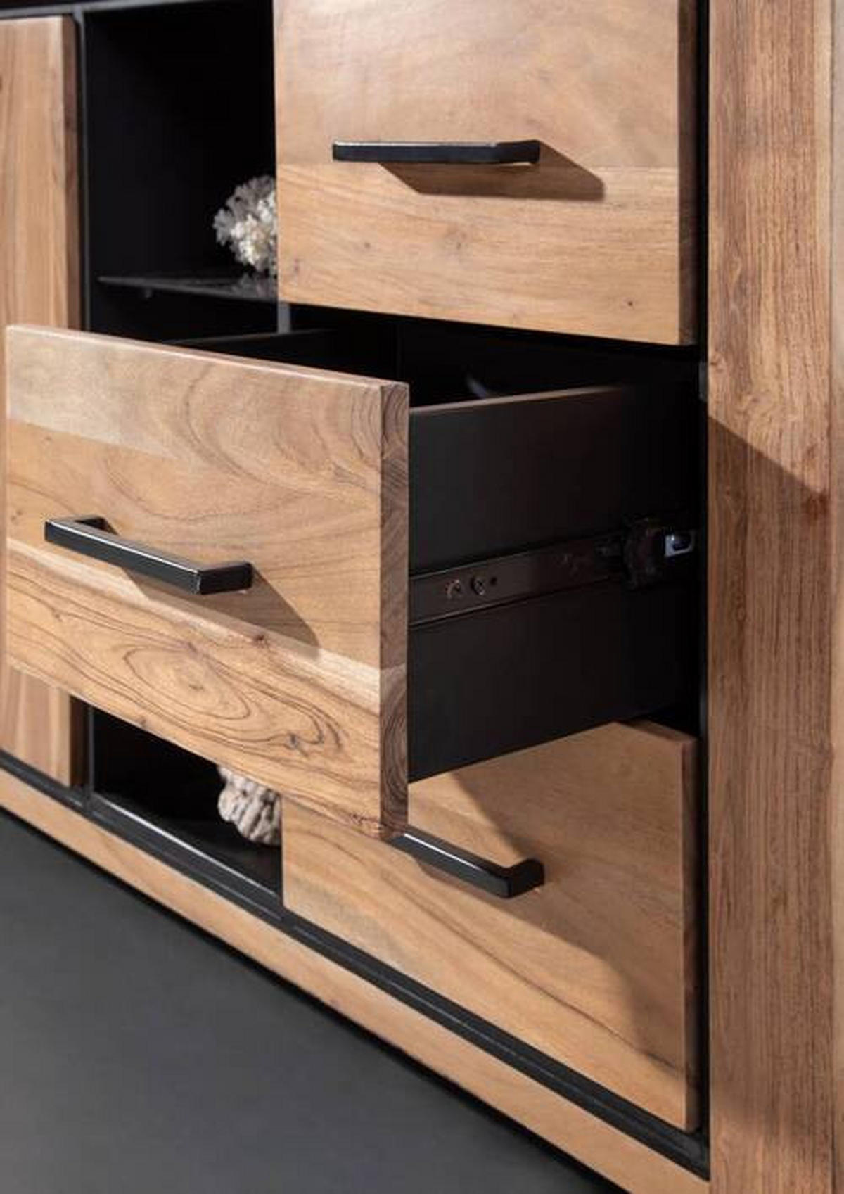 SIDEBOARD 170/80/44 cm  - Schwarz/Akaziefarben, LIFESTYLE, Glas/Holz (170/80/44cm) - Landscape
