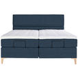 BOXSPRINGBETT 200/200 cm  in Blau  - Blau/Eichefarben, KONVENTIONELL, Holz/Textil (200/200cm) - Voleo