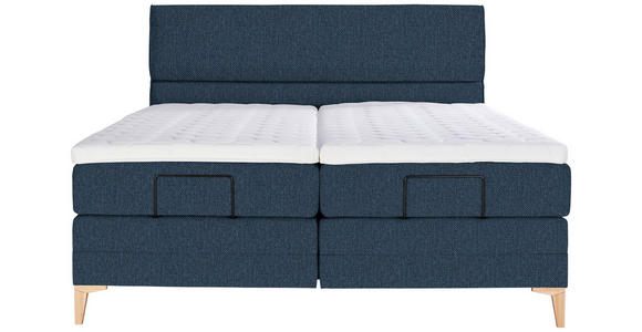 BOXSPRINGBETT 200/200 cm  in Blau  - Blau/Eichefarben, KONVENTIONELL, Holz/Textil (200/200cm) - Voleo