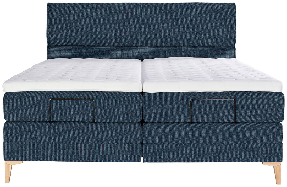BOXSPRINGBETT 160/200 cm  in Blau  - Blau/Eichefarben, Konventionell, Holz/Textil (160/200cm) - Voleo