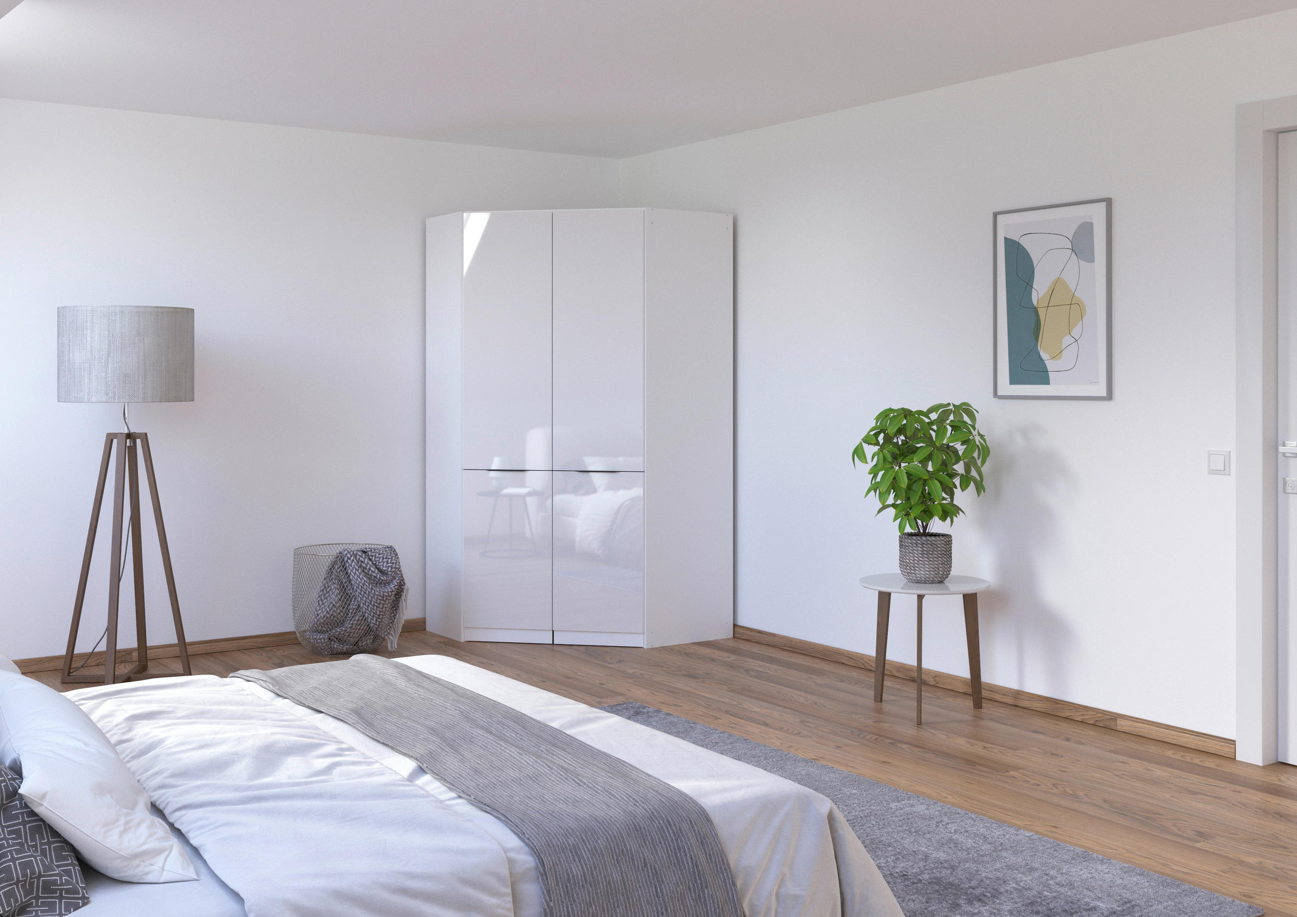 ECKSCHRANK 117/210/104 cm  - Weiß Hochglanz/Weiß, KONVENTIONELL, Holzwerkstoff/Kunststoff (117/210/104cm) - James Wood