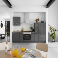 KÜCHENBLOCK Flash 270 cm  in Eichefarben, Schieferfarben  - Schieferfarben/Edelstahlfarben, MODERN, Holzwerkstoff/Metall (270cm) - Nobilia