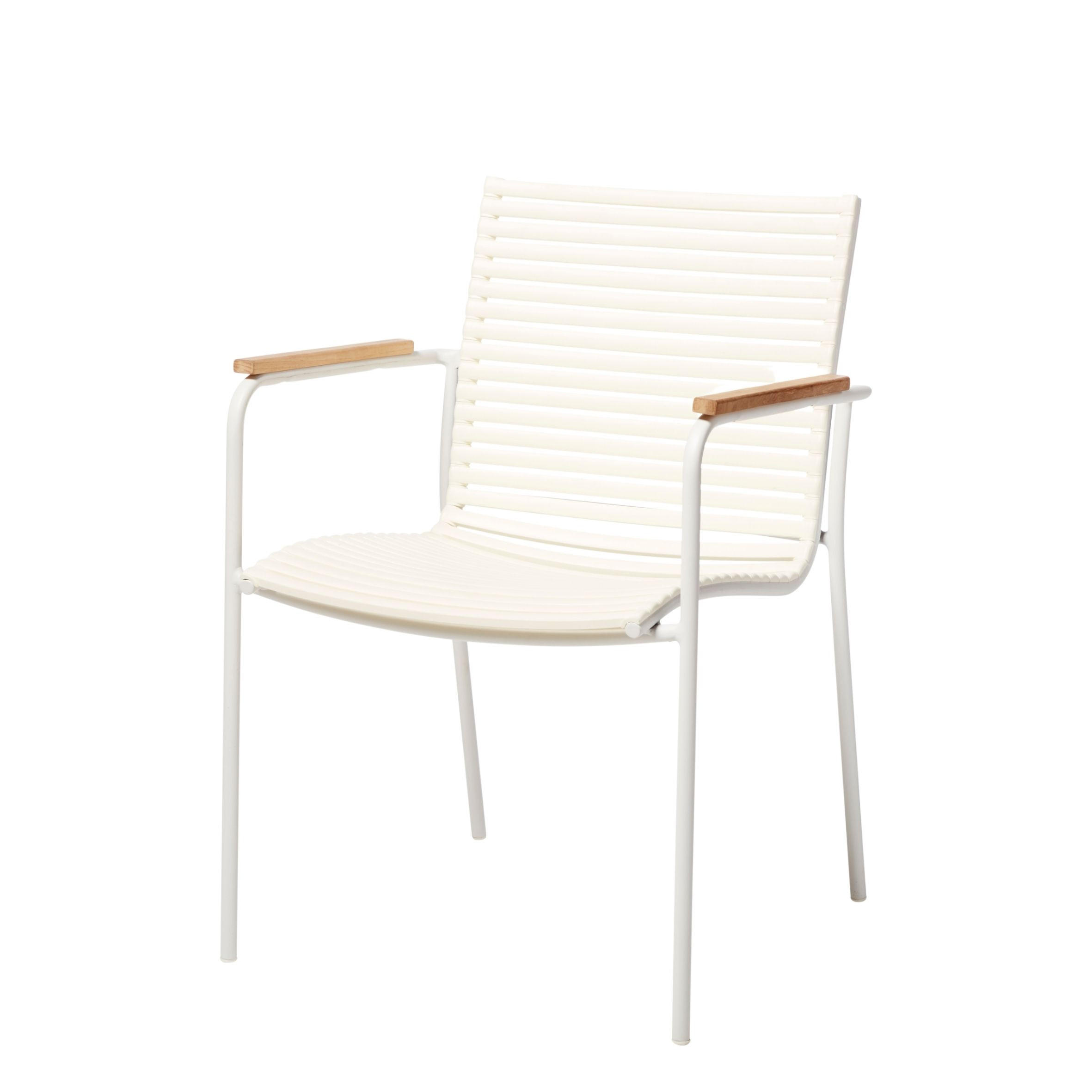 GARTENSTUHL Weiß  - Weiß/Teakfarben, Natur, Holz/Kunststoff (60/84/56cm) - Gardenson