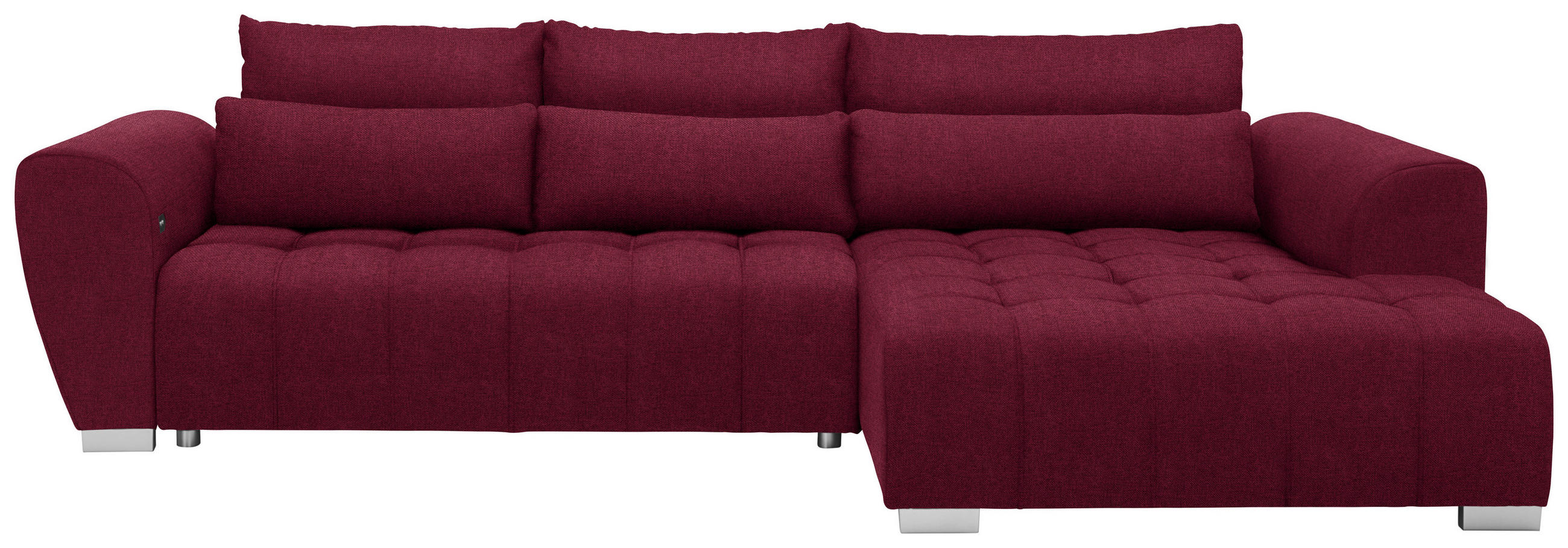 HÖRNSOFFA i vävt tyg röd  - röd/silver, Modern, textil/plast (304/218cm) - Livetastic