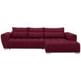 ECKSOFA in Webstoff Rot  - Silberfarben/Rot, MODERN, Kunststoff/Textil (304/218cm) - Carryhome