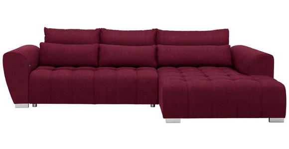 ECKSOFA in Webstoff Rot  - Silberfarben/Rot, MODERN, Kunststoff/Textil (304/218cm) - Carryhome