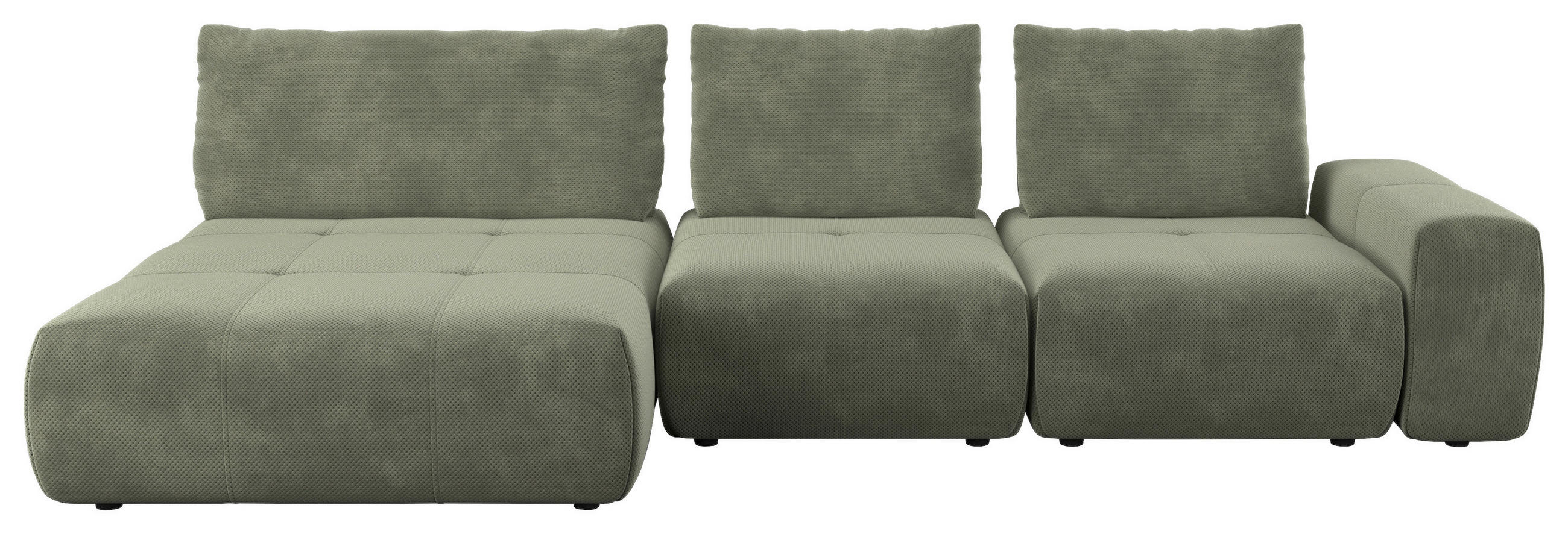 ECKSOFA in Velours Olivgrün  - Schwarz/Olivgrün, Design, Kunststoff/Textil (174/347cm) - Xora